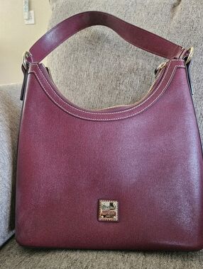 Dooney & Bourke Wine Leather Shoulder Bag Plum Color